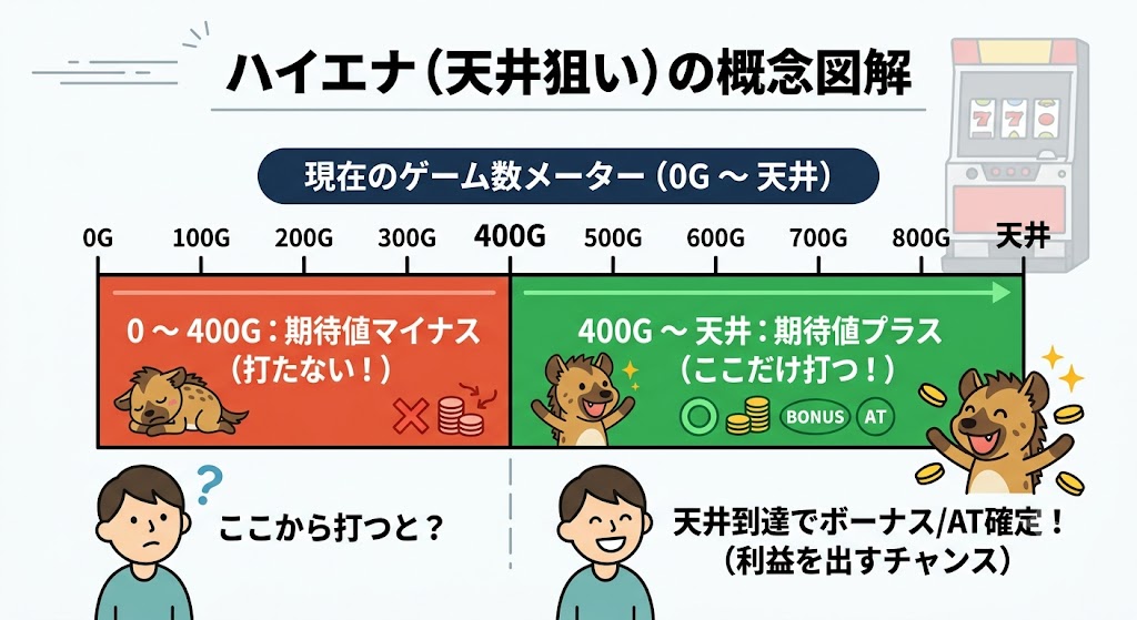 ハイエナの概念を図解したシンプルイラスト