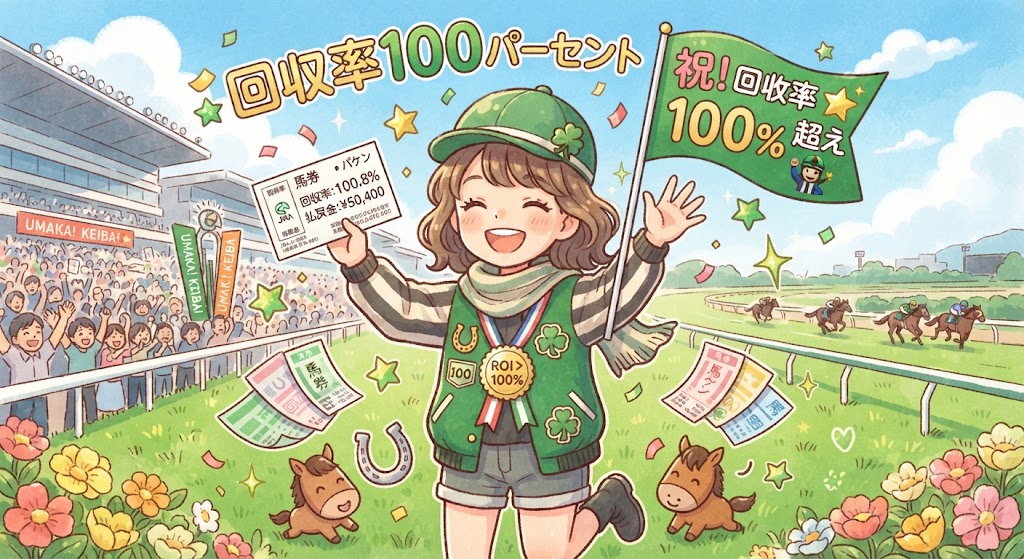 競馬の目標回収率100パーセント超えイメージ