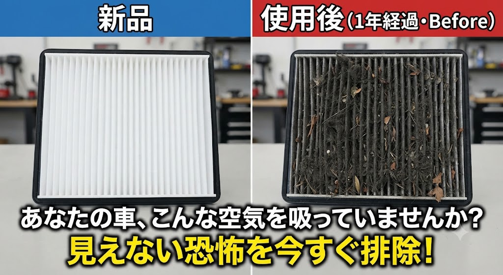 カーエアコンフィルターの新品と使用後