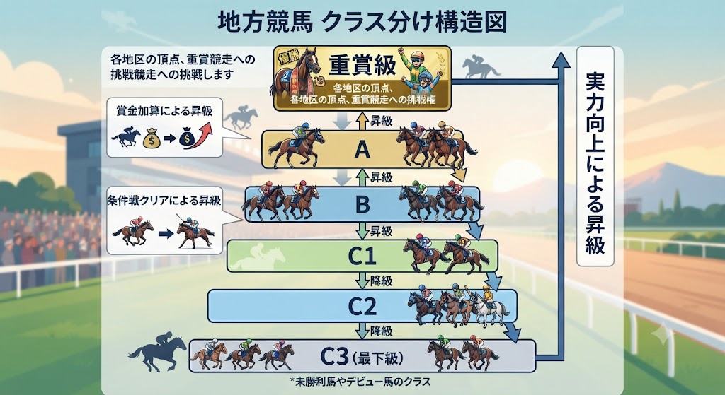 地方競馬のクラス分けの図