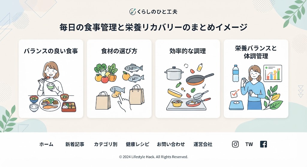 毎日の食事管理と栄養リカバリーのまとめイメージ