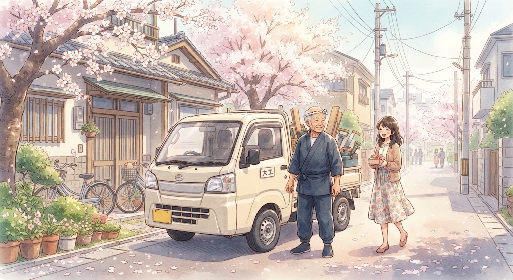 職人と軽トラ