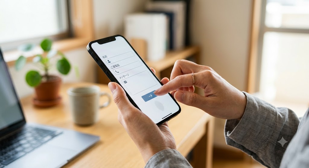 カーセブンのWeb無料査定フォームをスマホで手軽に入力するイメージ