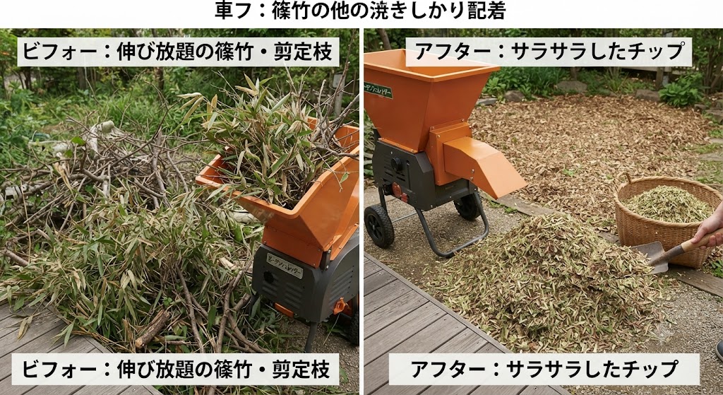 篠竹を使ったビフォーアフター